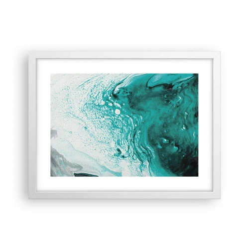 Plagát v bielom ráme - Prepadnúť sa v bielej a tyrkysovej - 40x30 cm