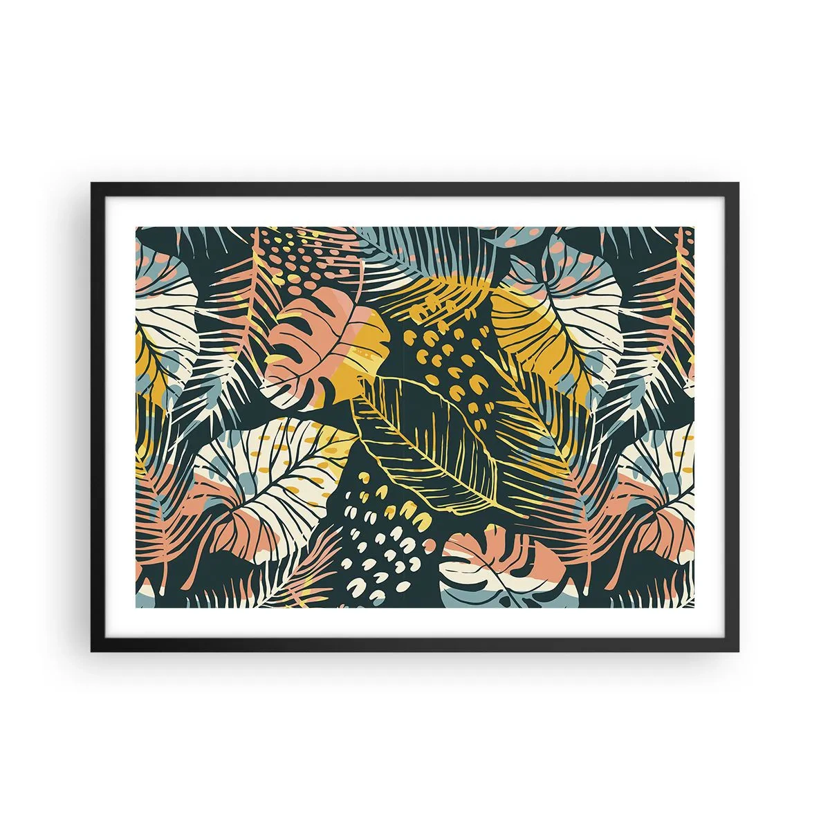 Plagát v čiernom ráme - Listová fantázia - 70x50 cm