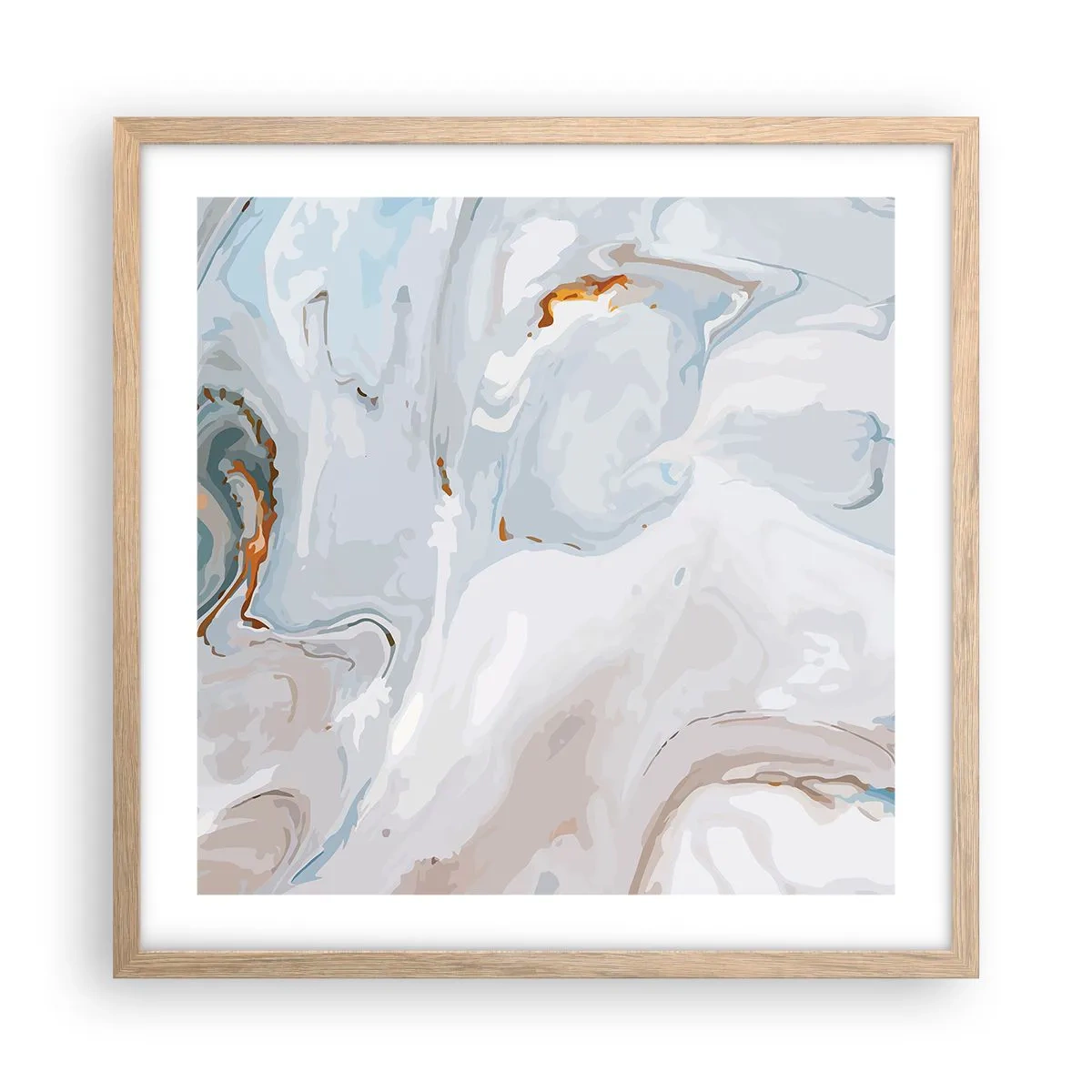 Plagát v ráme zo svetlého duba - Povznesená biela - 50x50 cm