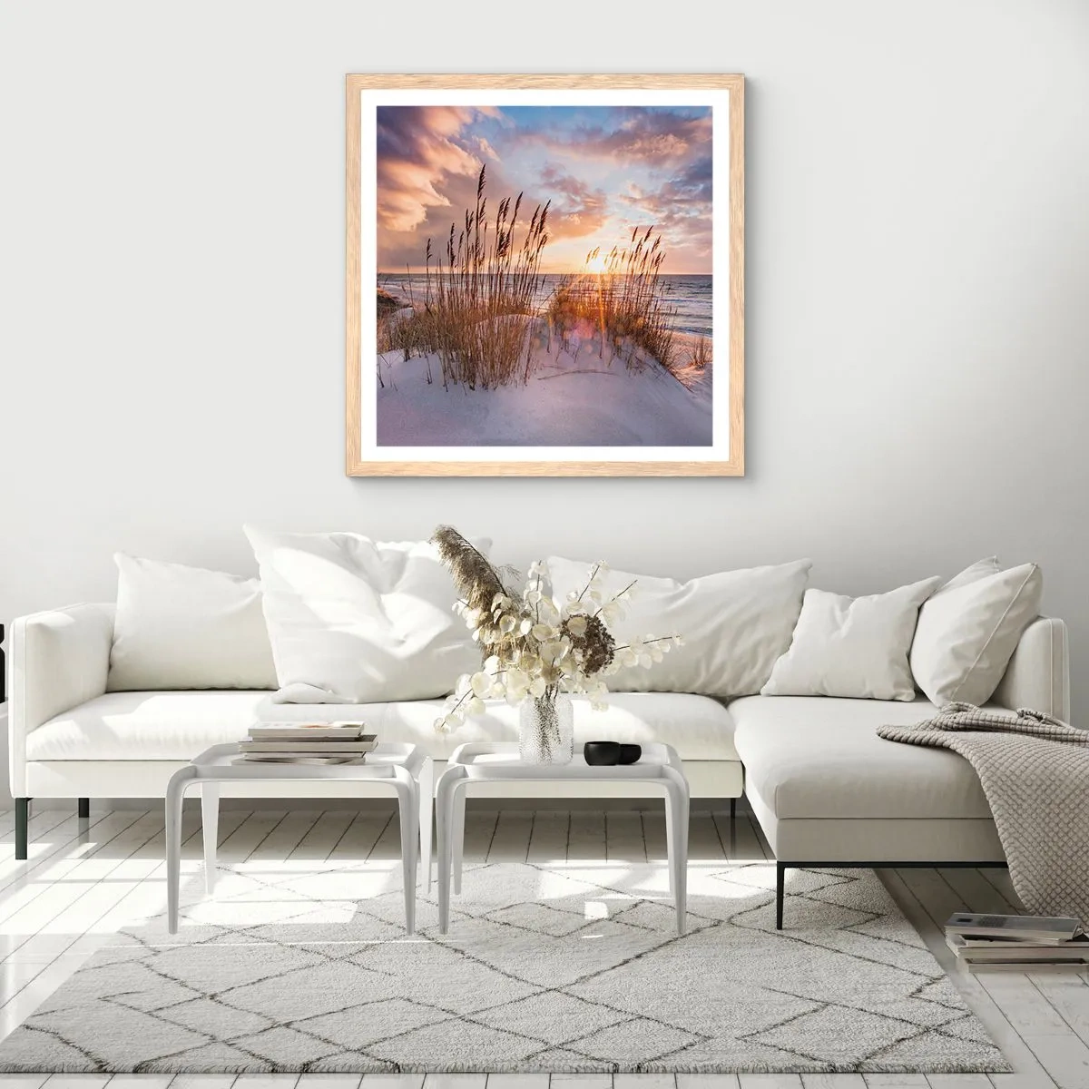 Plagát v ráme zo svetlého duba - Rozlúčka so slnkom a vetrom - 40x40 cm
