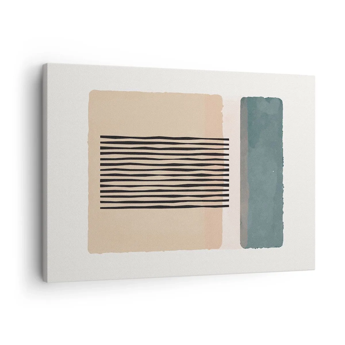 Obraz na plátne - Minimalistické geometrické tvary v béžových a zelených odtieňoch - 70x50cm - Všetko v poriadku - Moderná nástenná dekorácia do obývacej izby a spálne ARTTOR