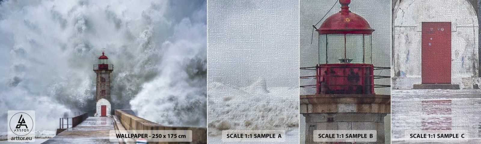 Vzorka fototapety Premium Canvas - Hukot vody, šum vetra - Maják, Krajina, oceán - 100x30 cm