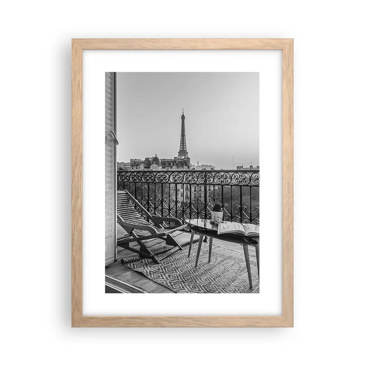 Plagát v ráme zo svetlého duba - Parížske popoludnie - 30x40 cm