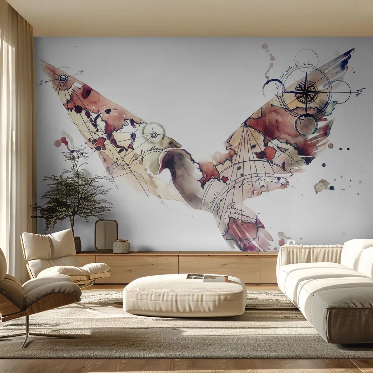 Fototapeta Premium Canvas - Vzdušný pútnik - Vtáky, Holub, Abstrakcia - 300x210 cm