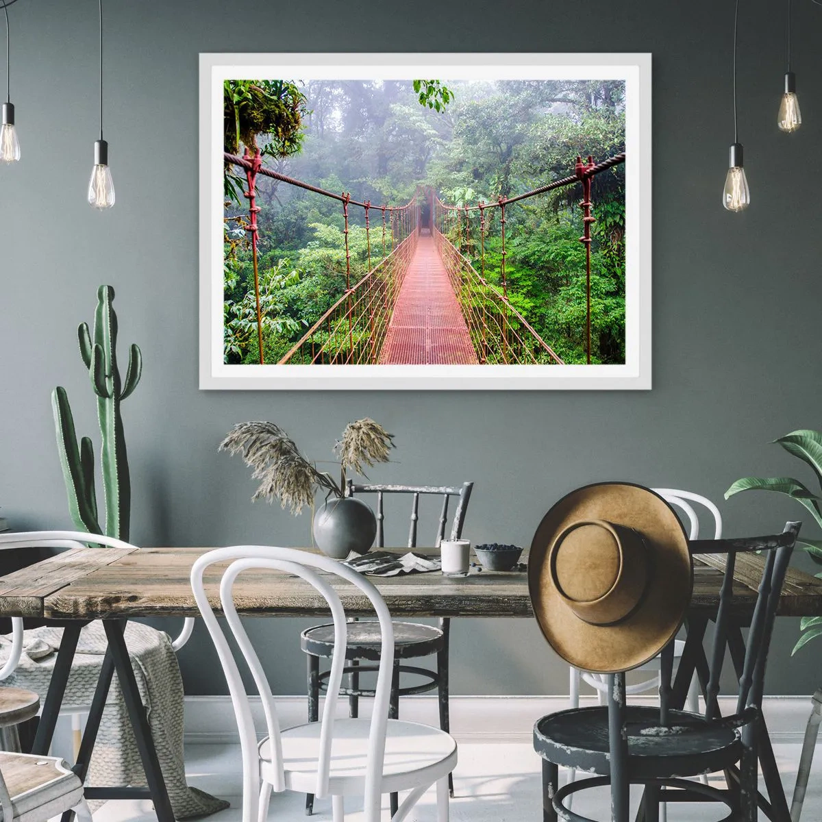 Plagát v bielom ráme - Zavesený nad korunami - 100x70 cm