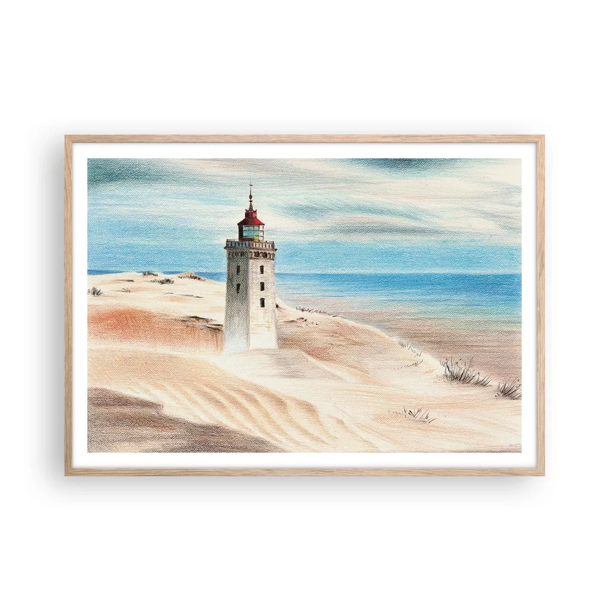 Plagát v ráme zo svetlého duba - Vždy hľadí na more - 100x70 cm