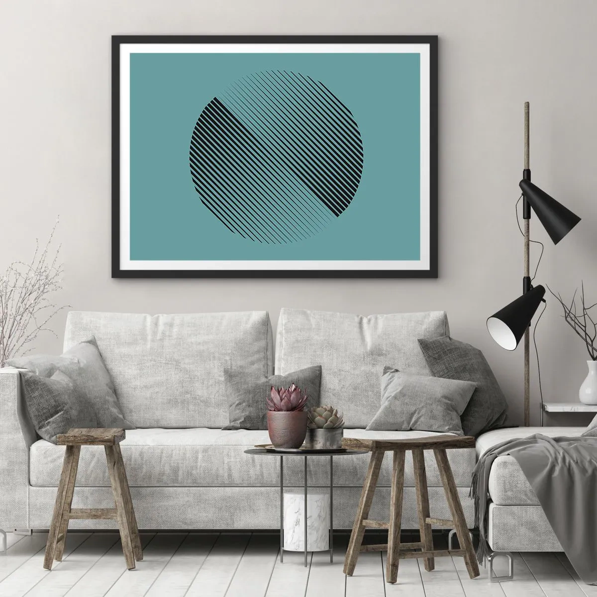 Plagát v čiernom ráme - Kruh – geometrická variácia - 50x40 cm