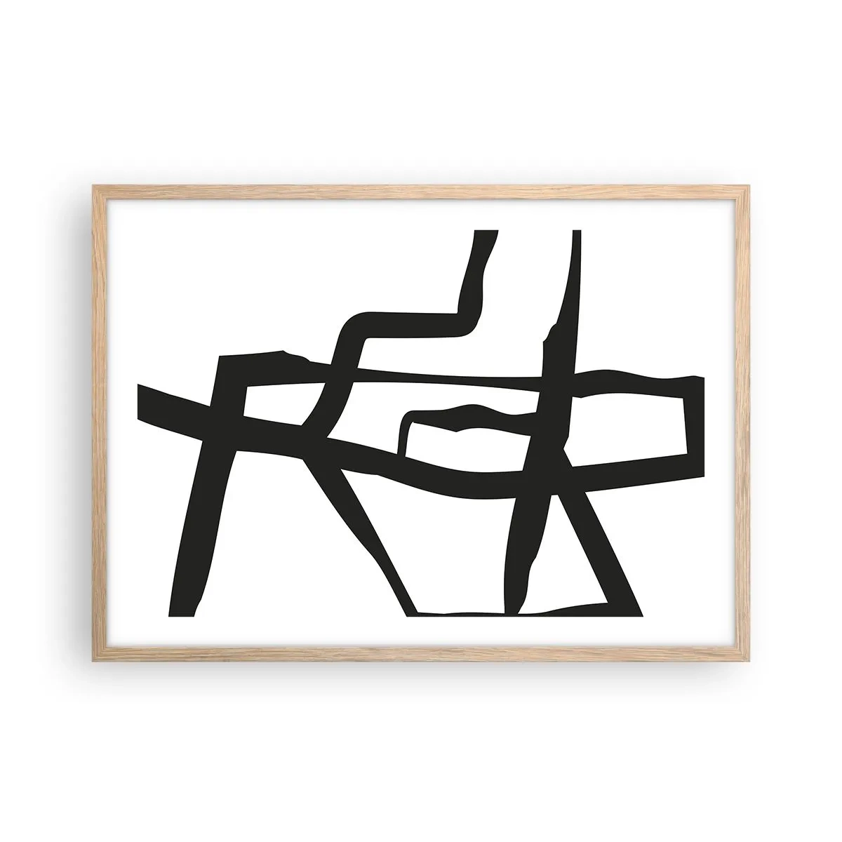 Plagát v ráme zo svetlého duba - Čiernobiela konštrukcia - 70x50 cm