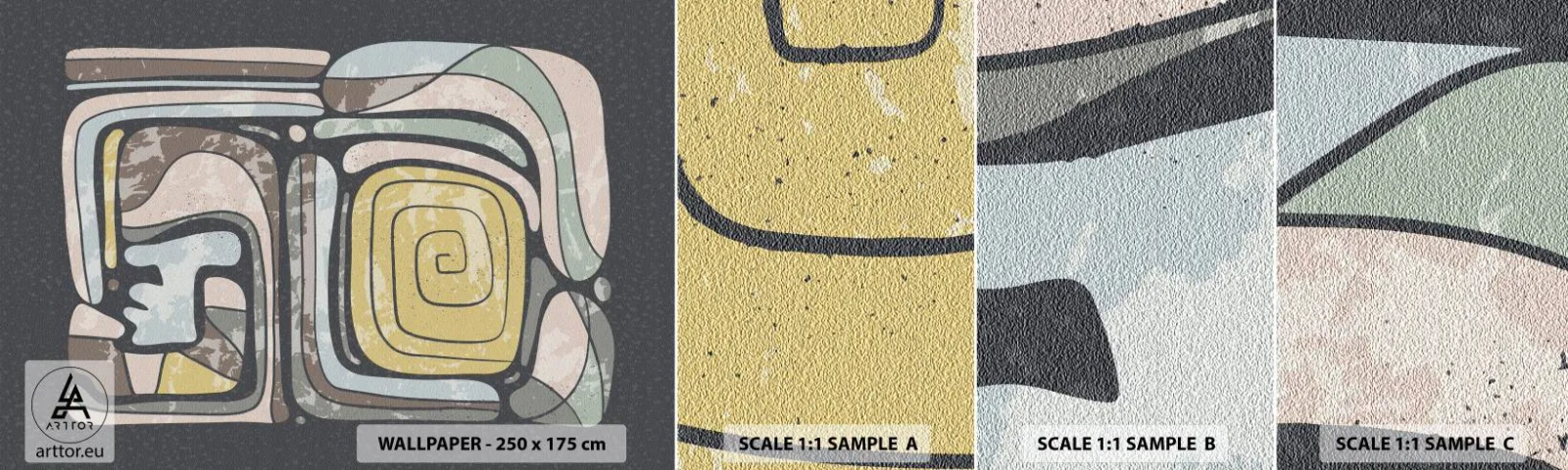 Vzorka samolepiacej fototapety Deluxe Sticker - Abstrakcia v predkolumbovskom duchu - Abstrakcia, Boho, Vo veku - 100x30 cm