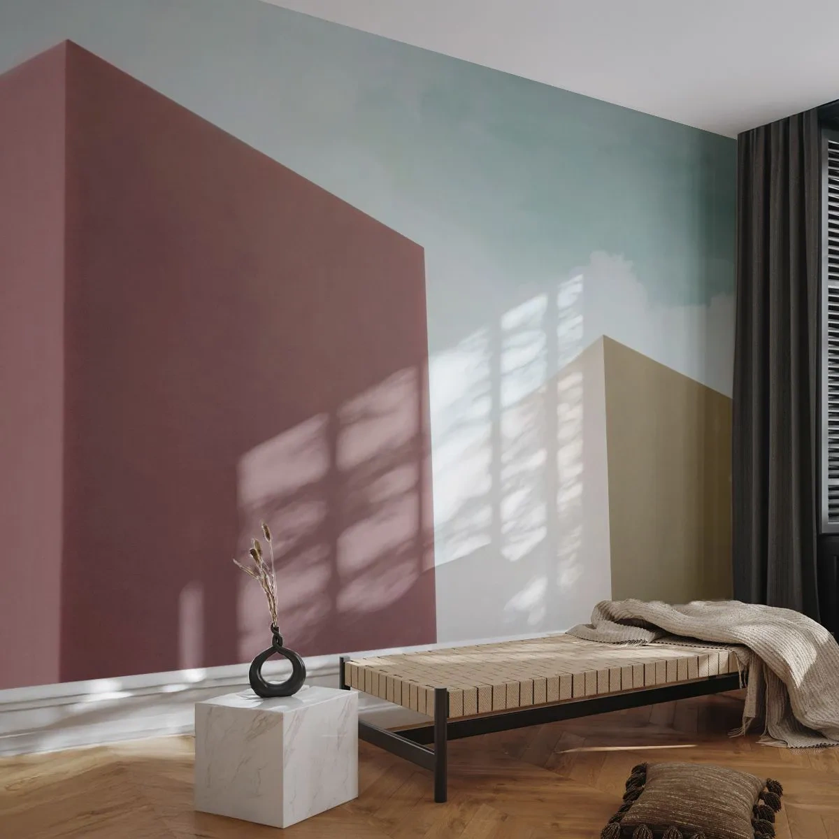 Samolepiaca Fototapeta Deluxe Sticker - Geometria slnečného leta - Budovy, Architektúra, Trojrozmerný - 250x175 cm