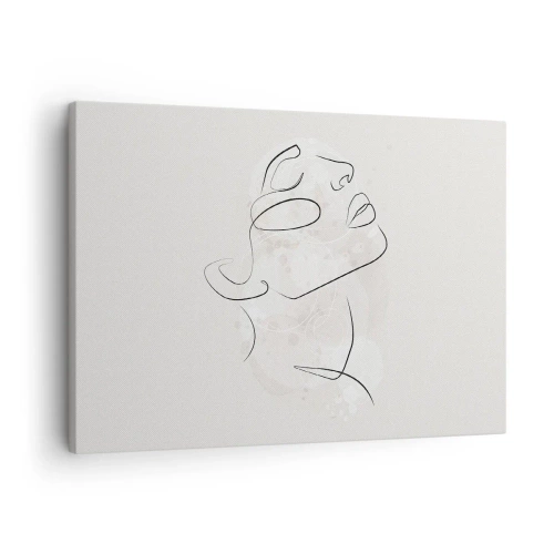 Obraz na plátne - Minimalistická skica tváre na svetlom pozadí - 70x50cm - Náčrt sna - Moderná nástenná dekorácia do obývacej izby a spálne ARTTOR