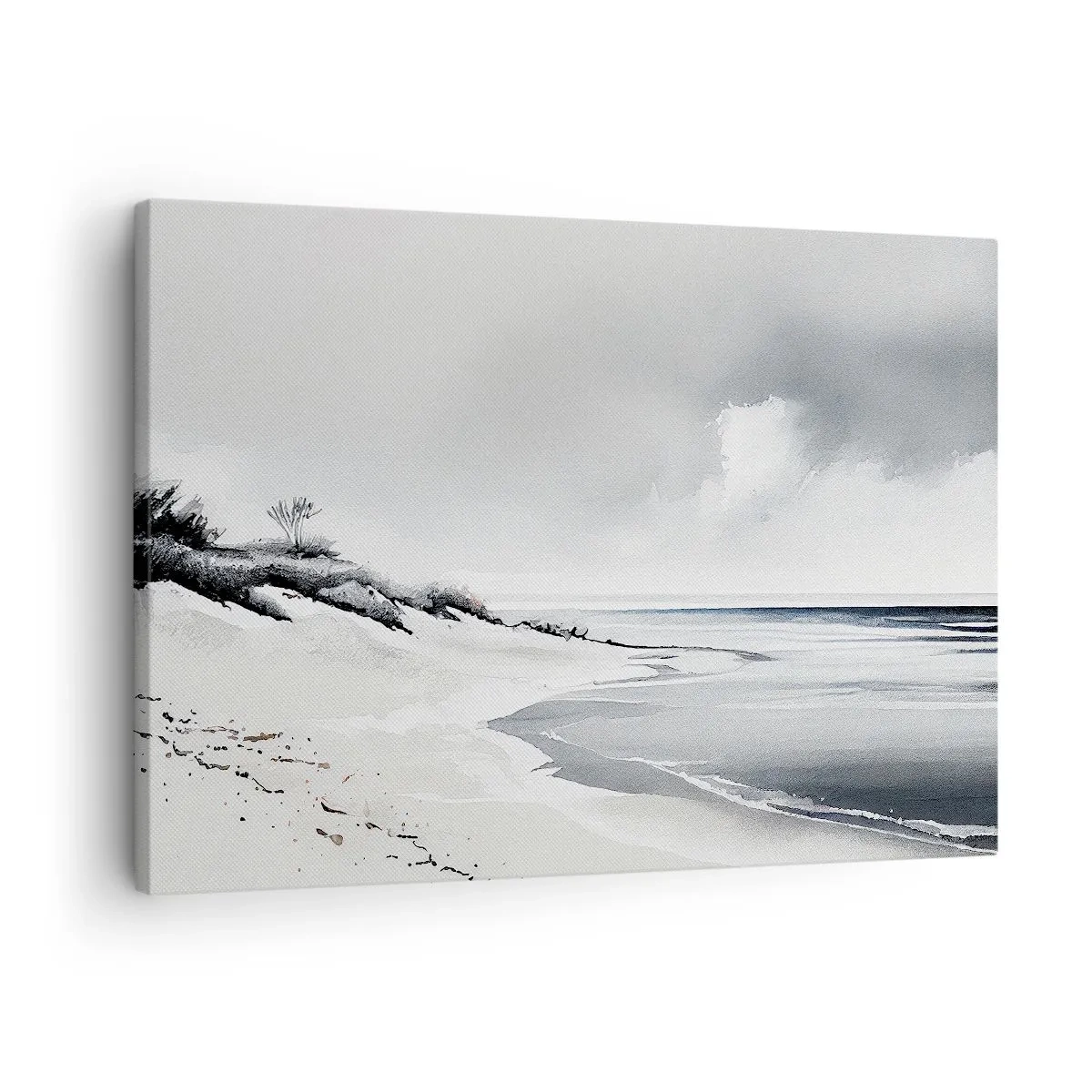 Obraz na plátne - Pláž v tlmených odtieňoch sivej a modrej - 70x50cm - Vždy spolu - Moderná nástenná dekorácia do obývacej izby a spálne ARTTOR