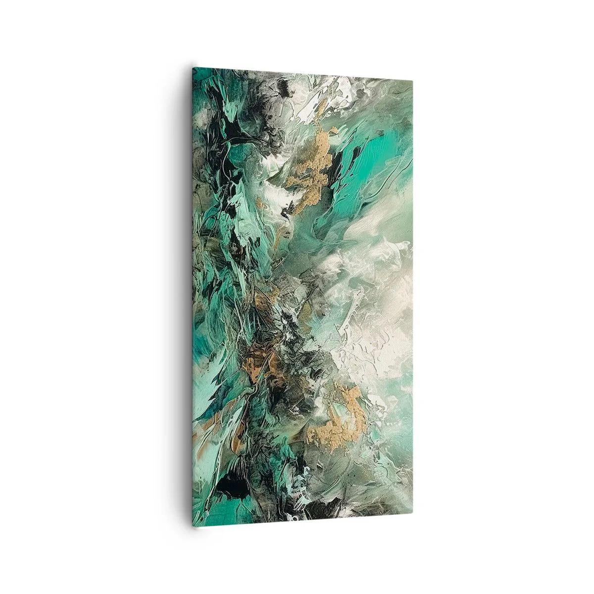 Obraz na plátne - Smaragdovočierne vlnobitie - 65x120 cm