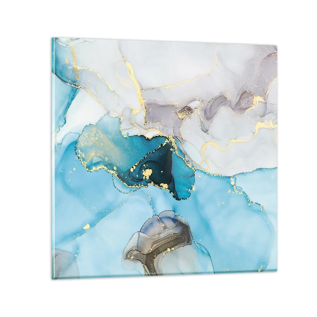 Obraz na skle - Štúdia o stretnutí šedej a tyrkysovej - 50x50 cm