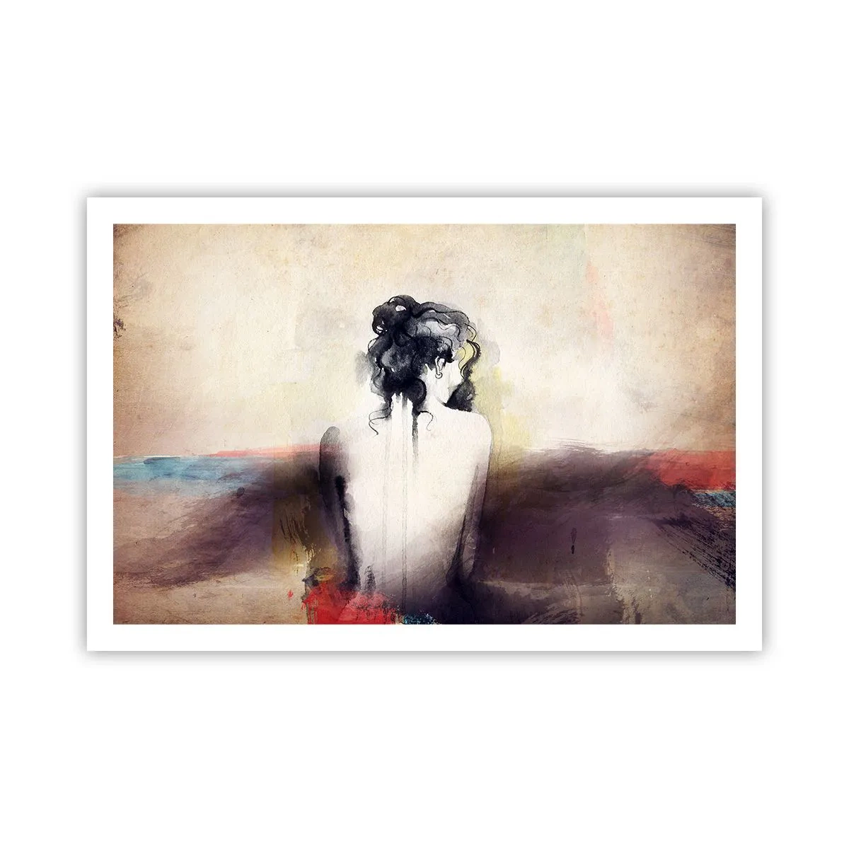 Plagát - Jemné línie, oválne tvary - 91x61 cm
