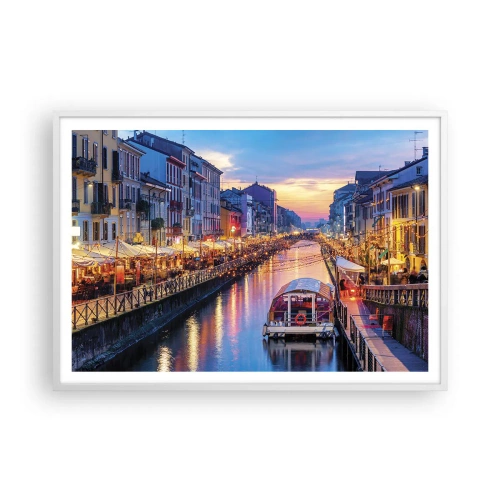 Plagát v bielom ráme - Večer plný svetla a zábavy - 100x70 cm