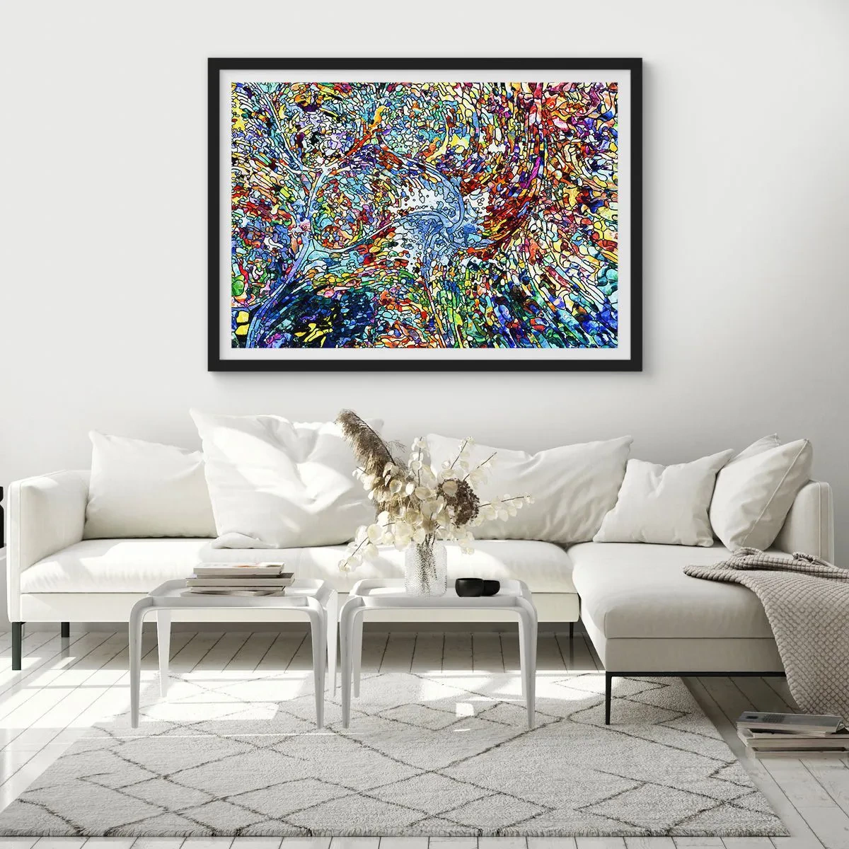 Plagát v čiernom ráme - Vitráž s kvapkami - 91x61 cm