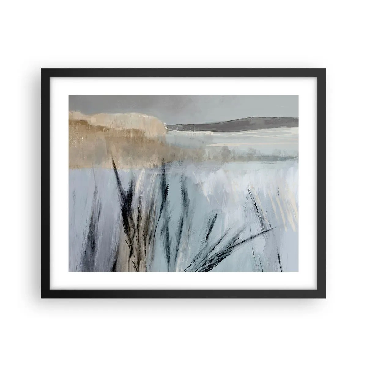 Plagát v čiernom ráme - Zimné polia - 50x40 cm