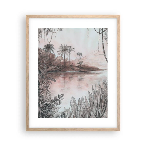 Plagát v ráme zo svetlého duba - Denník cestovateľa z 19. storočia - 40x50 cm
