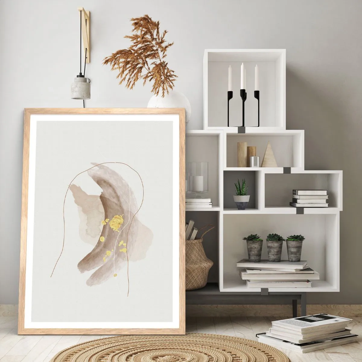 Plagát v ráme zo svetlého duba - Vesmírna bytosť - 70x100 cm