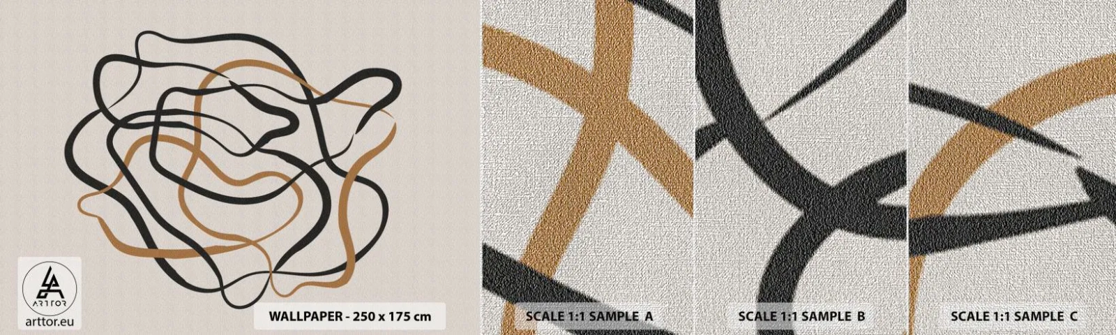 Vzorka fototapety Premium Canvas - Všetko sa pokrútilo - Boho, Abstrakcia, Čiary - 100x30 cm