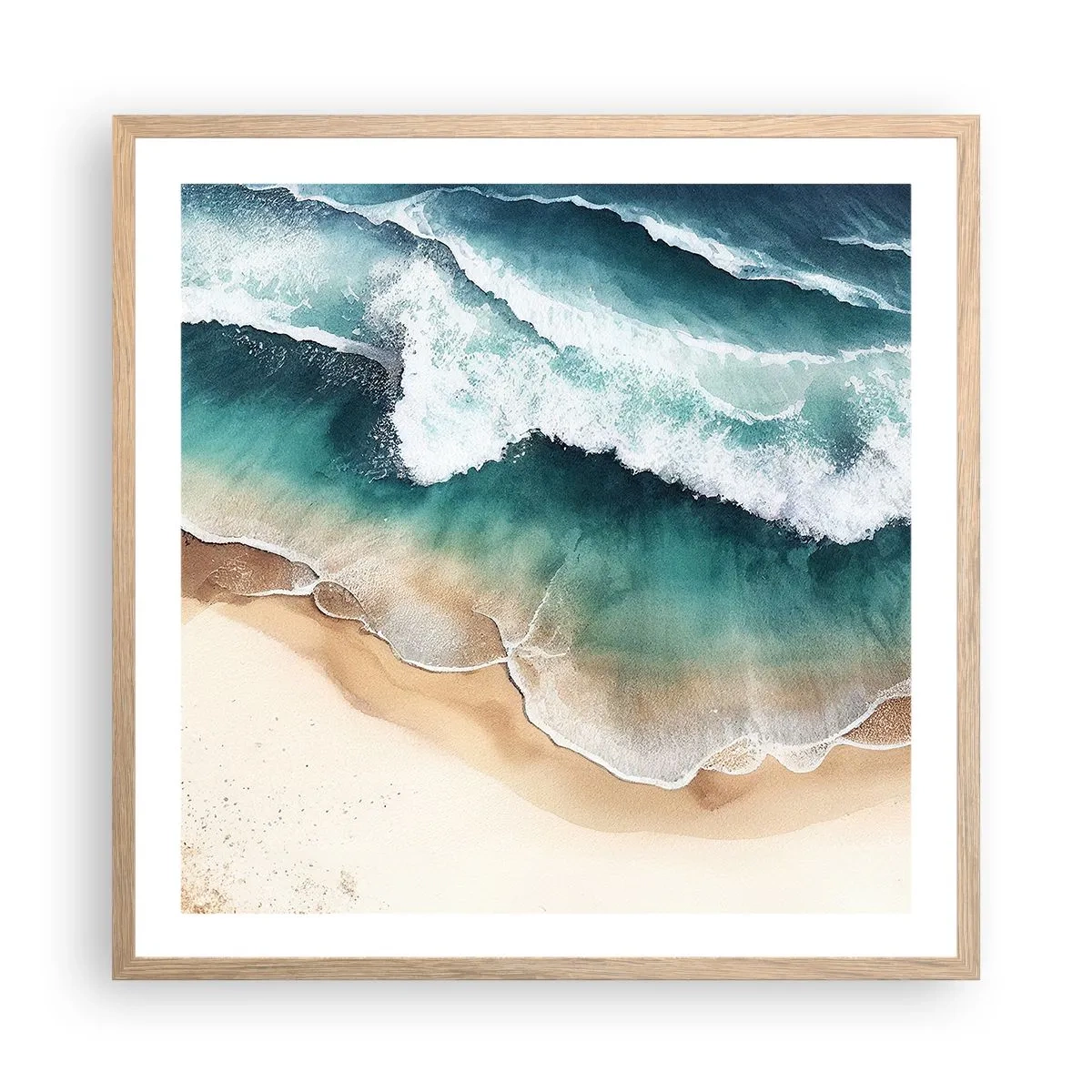 Plagát v ráme zo svetlého duba - Odveké stretnutie - 60x60 cm