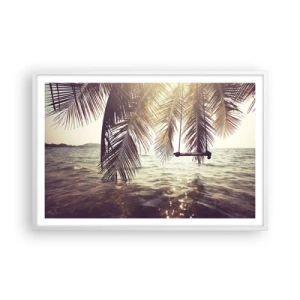 Plagát v bielom ráme - Hojdať sa ľubovoľne v oblakoch - 91x61 cm