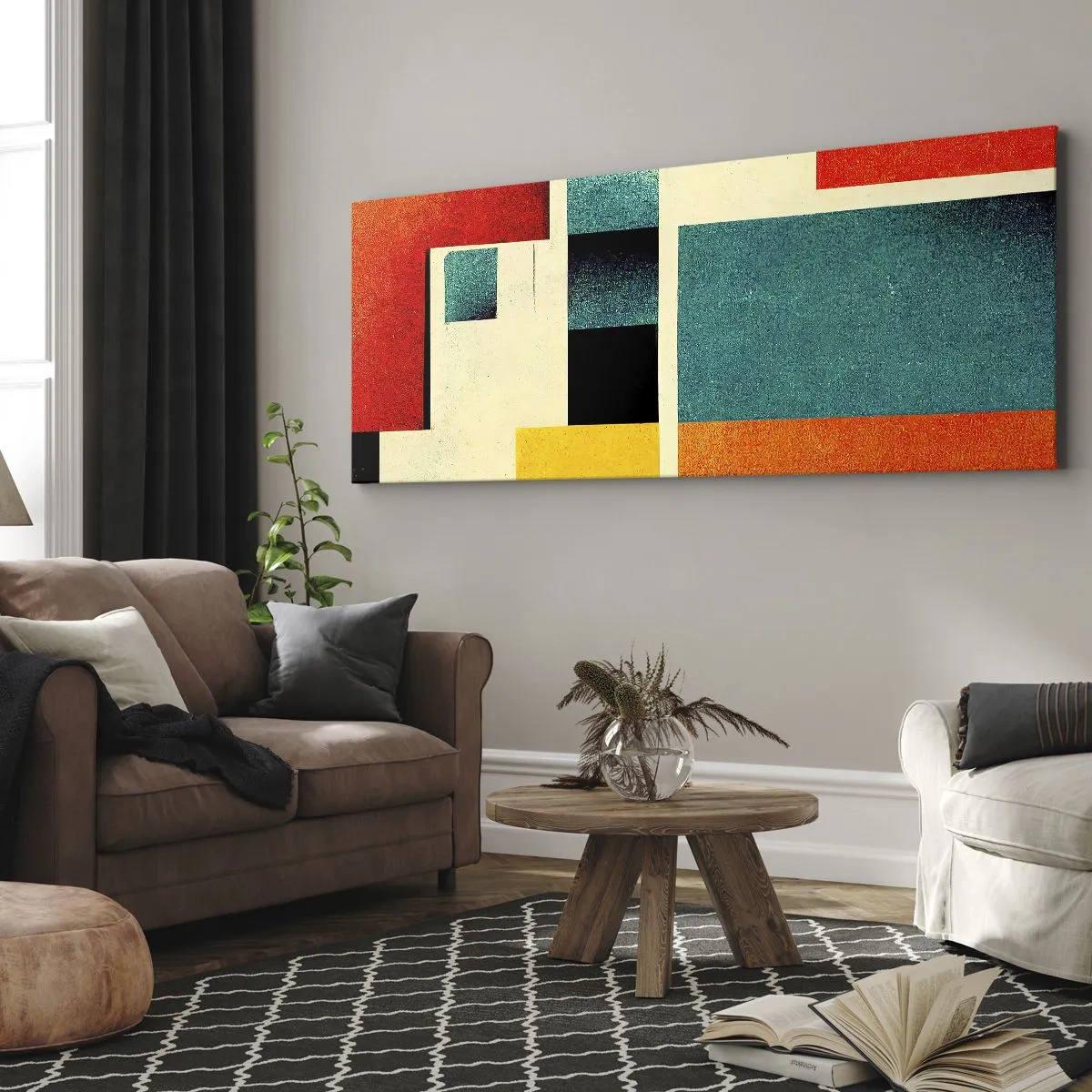 Obraz na plátne - Geometrická abstrakcia – dobrá energia - 140x50 cm