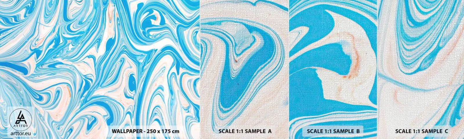 Vzorka fototapety Premium Canvas - Lagúna v tyrkyse - Abstrakcia, Kus, Moderný vzor - 100x30 cm