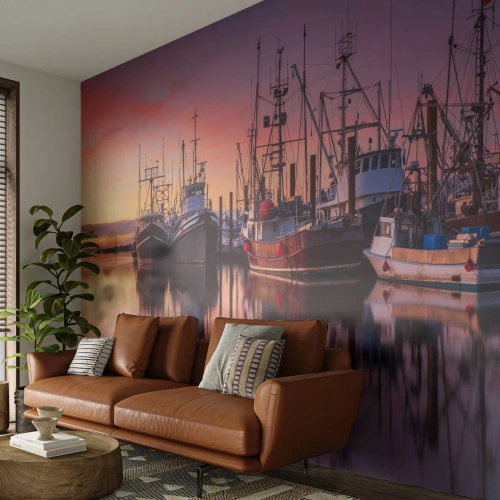 Fototapeta Standard Eco - Pred ďalším dňom - Rybársky prístav, Lode, Rybolov - 350x256 cm