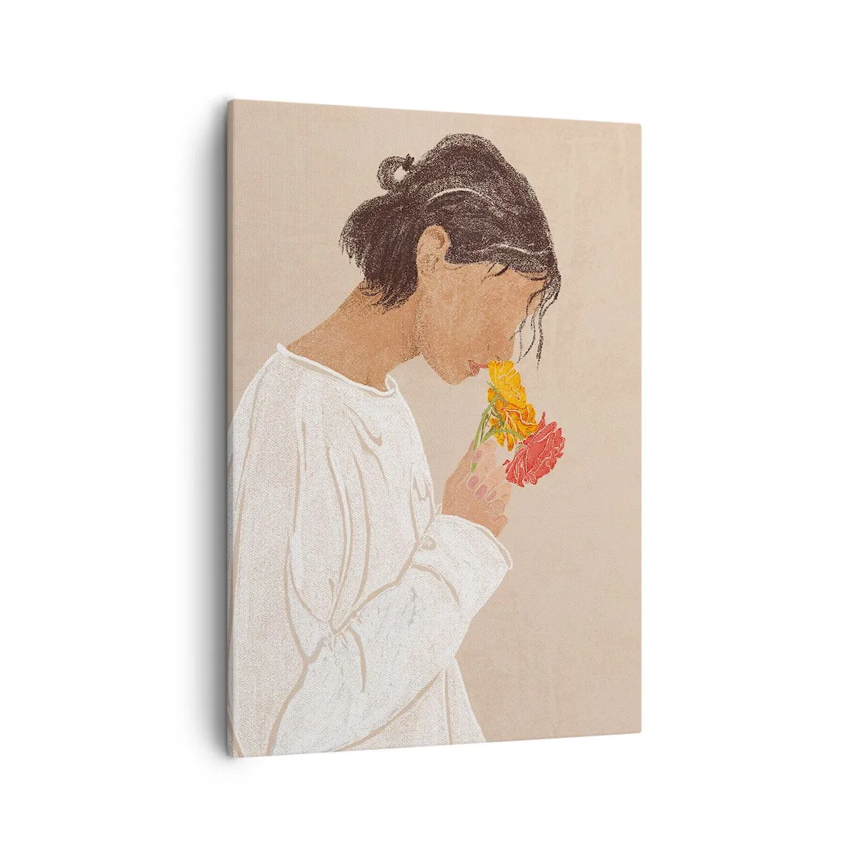 Obraz na plátne - Dievča a kvety - 50x70 cm