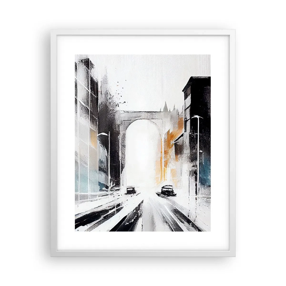 Plagát v bielom ráme - Štúdia mesta: architektúra a pohyb - 40x50 cm