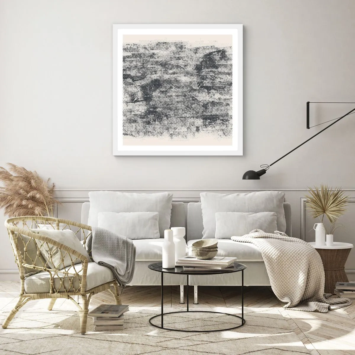 Plagát v bielom ráme - Hmlistá kompozícia - 30x30 cm