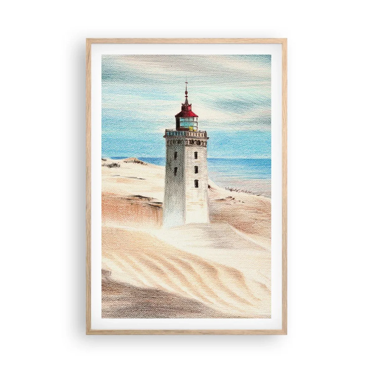 Plagát v ráme zo svetlého duba - Vždy hľadí na more - 61x91 cm