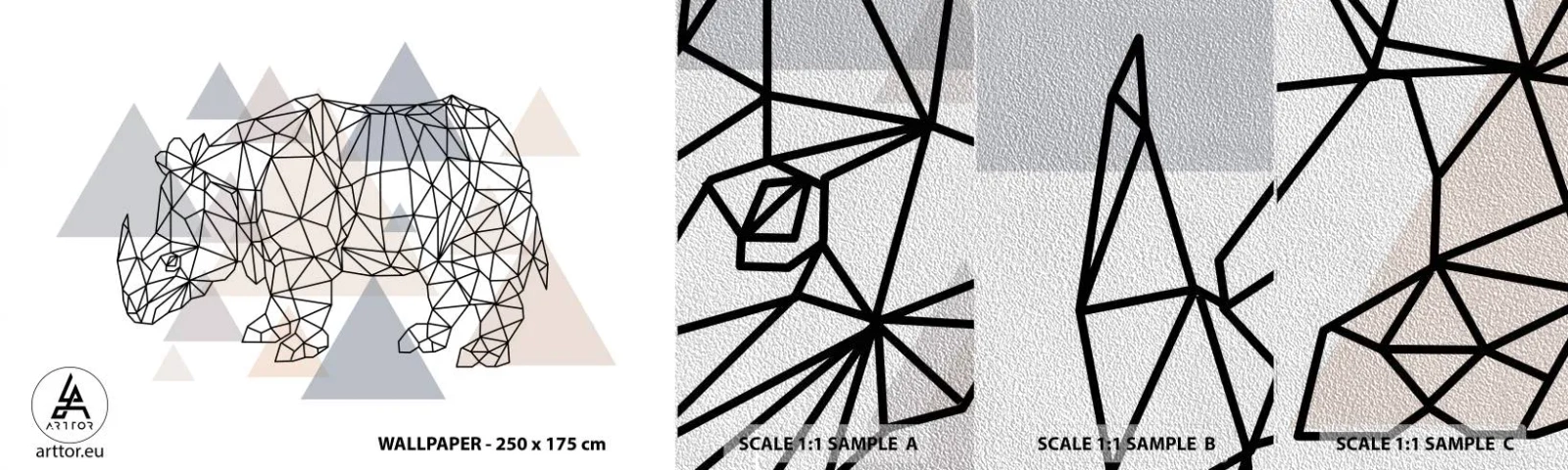 Vzorka fototapety Premium Sand - Štruktúra sily - Abstrakcia, Grafika, Nosorožec - 100x30 cm