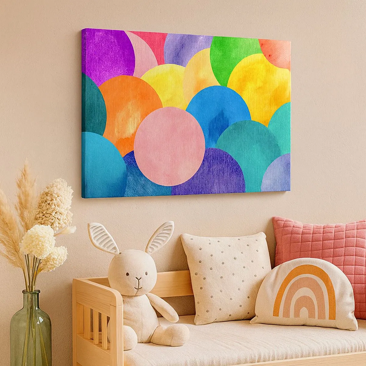 Obraz na plátne - Farebné kruhy v štýle akvarelu - 70x50cm - Pôvodná plnosť života - Moderná nástenná dekorácia do obývacej izby a spálne ARTTOR