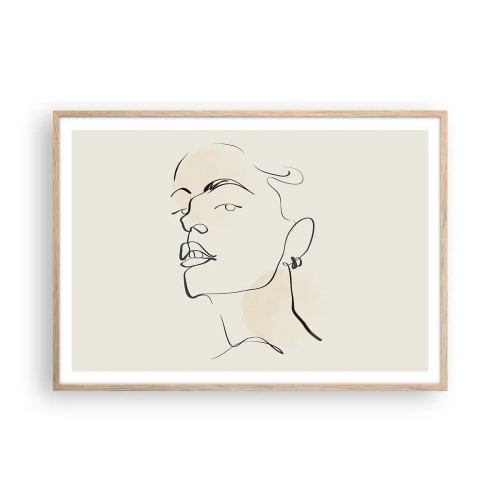 Plagát v ráme zo svetlého duba - Hrdý pohľad - 100x70 cm