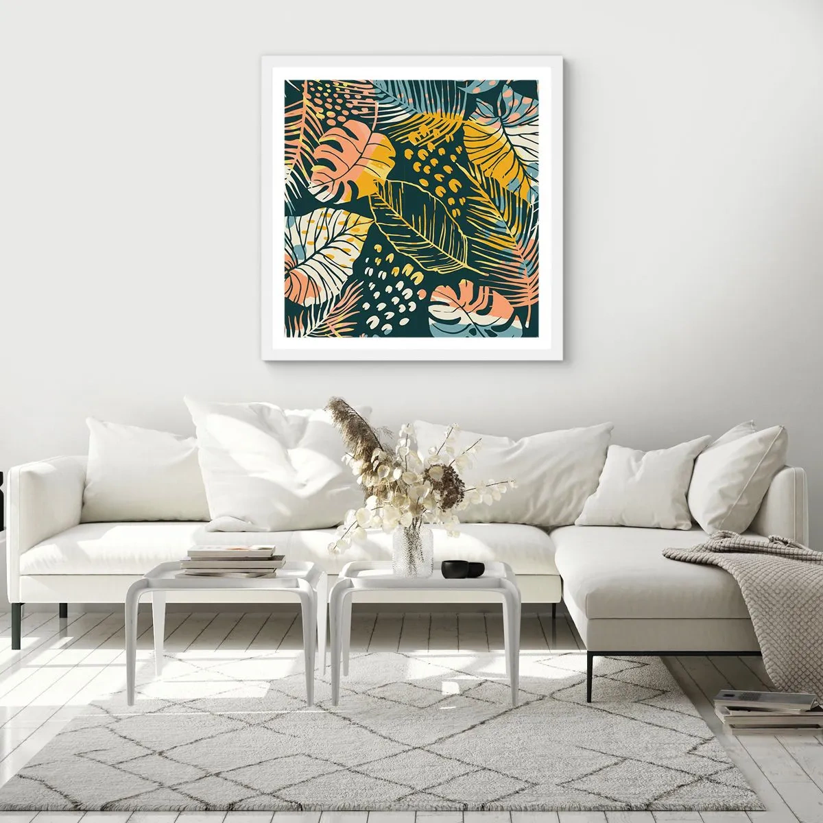 Plagát v bielom ráme - Listová fantázia - 60x60 cm