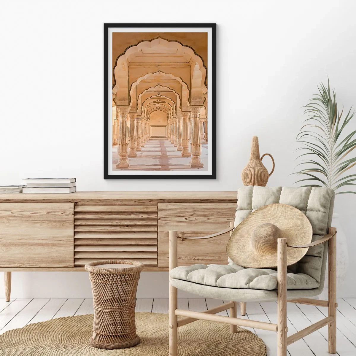Plagát v čiernom ráme - Orientálna symetria - 50x70cm - V maharádžovom paláci - Moderná nástenná dekorácia do obývacej izby a spálne ARTTOR