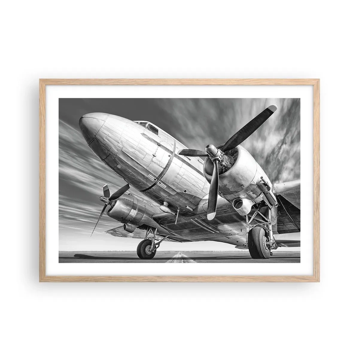 Plagát v ráme zo svetlého duba - Vždy pripravený na let - 70x50 cm