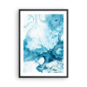 Plagát v čiernom ráme - Abstraktná kompozícia v odtieňoch modrej a bielej - 50x70cm - Modrý koncert - Moderná nástenná dekorácia do obývacej izby a spálne ARTTOR