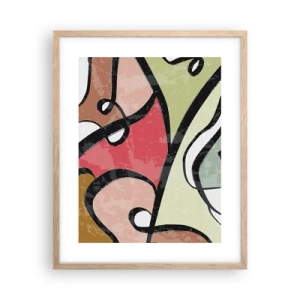 Plagát v ráme zo svetlého duba - Piruety uprostred farieb - 40x50 cm