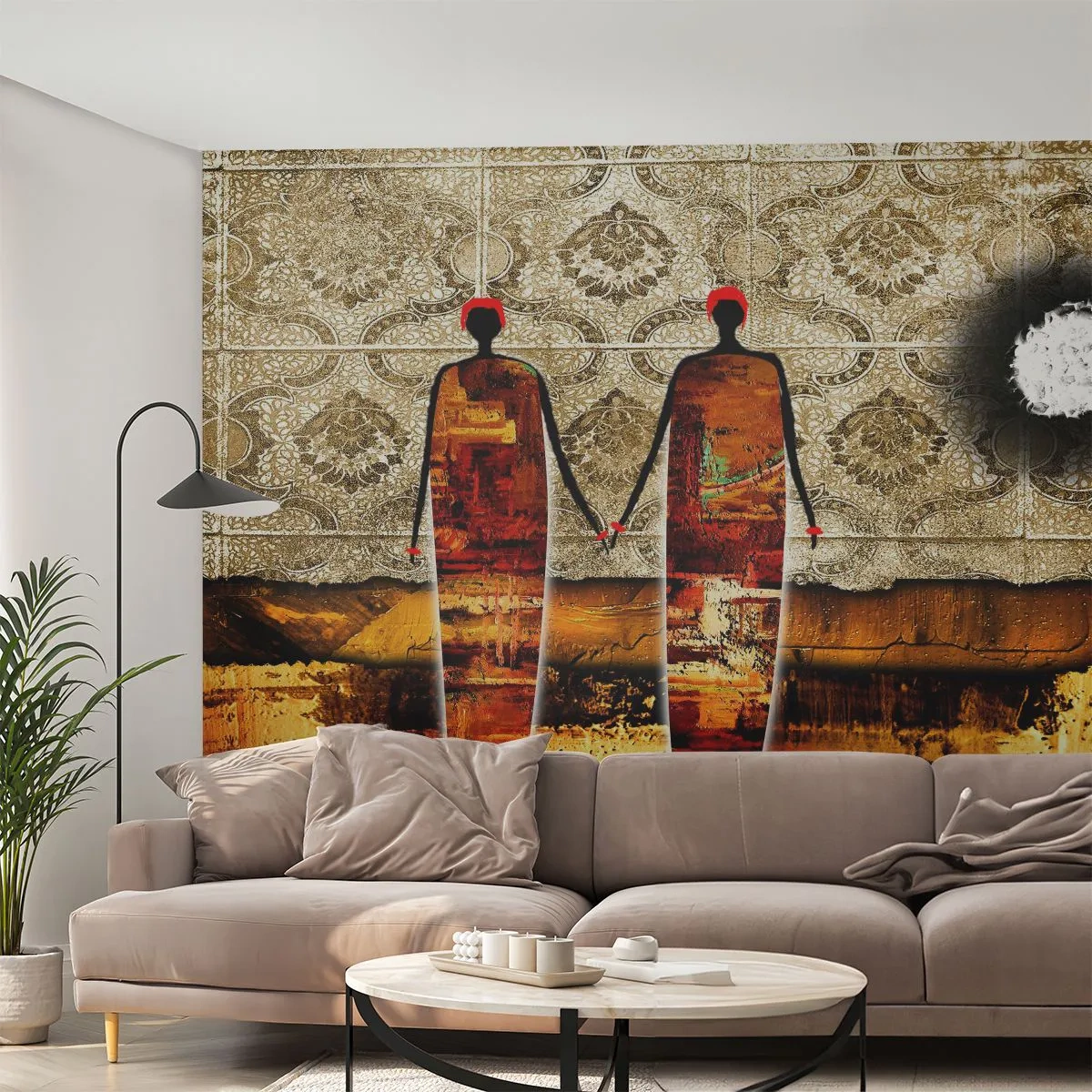 Fototapeta Standard Eco - Etnická kompozícia vo farbách Afriky - Ľudia, Afriky, Grafika - 400x280 cm