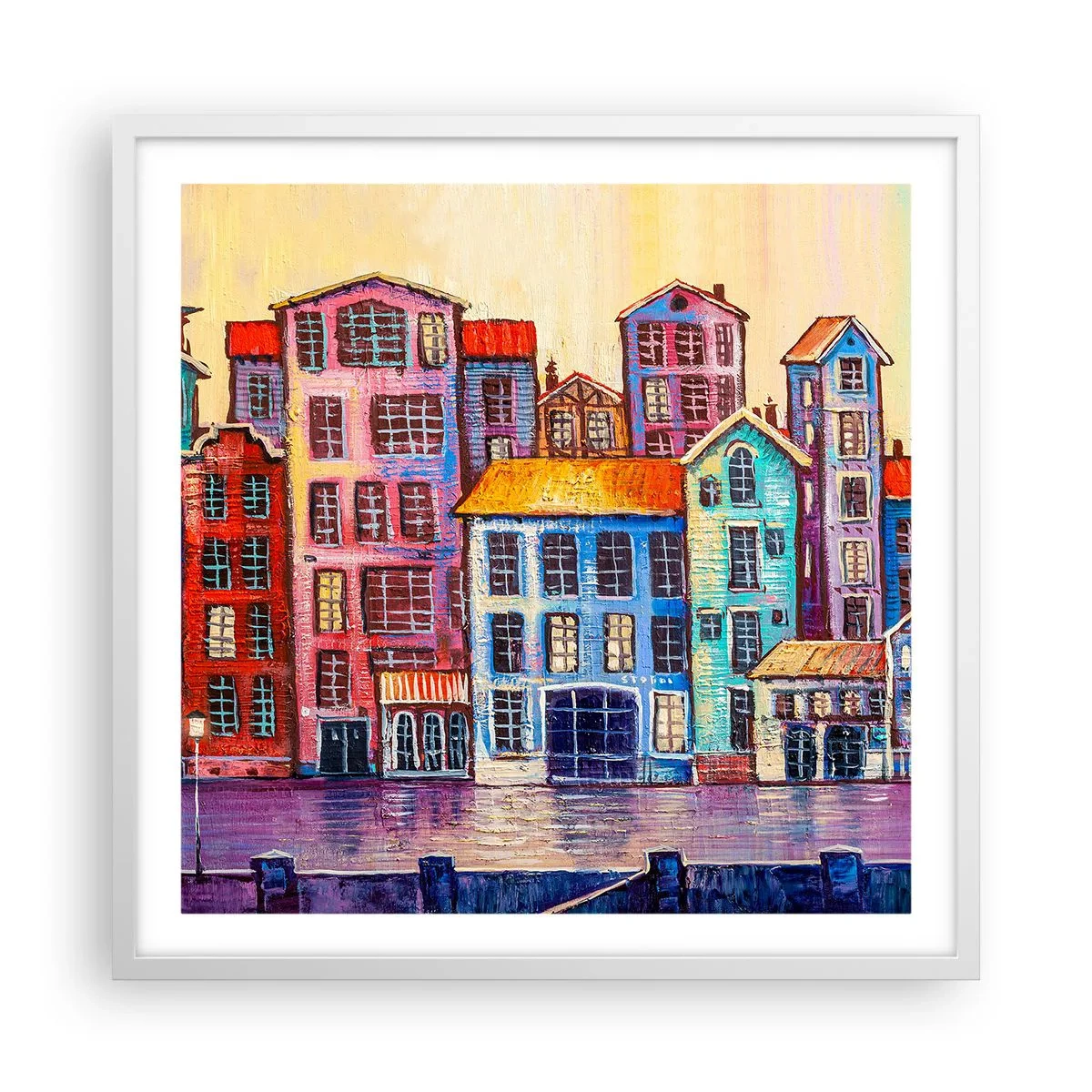 Plagát v bielom ráme - Mesto ako z rozprávky - 60x60 cm