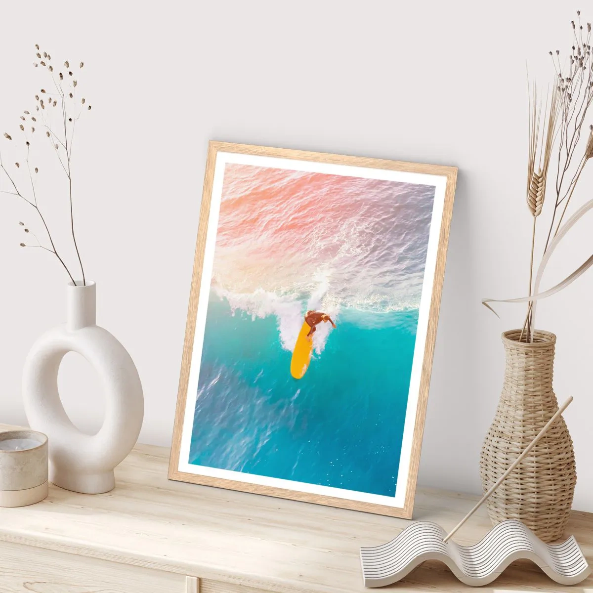 Plagát v ráme zo svetlého duba - Oceanický jazdec - 30x40 cm
