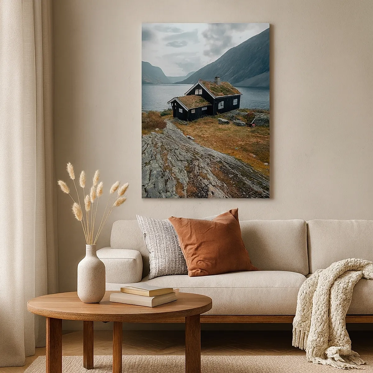 Obraz na plátne - Domček pri fjorde - 50x70 cm