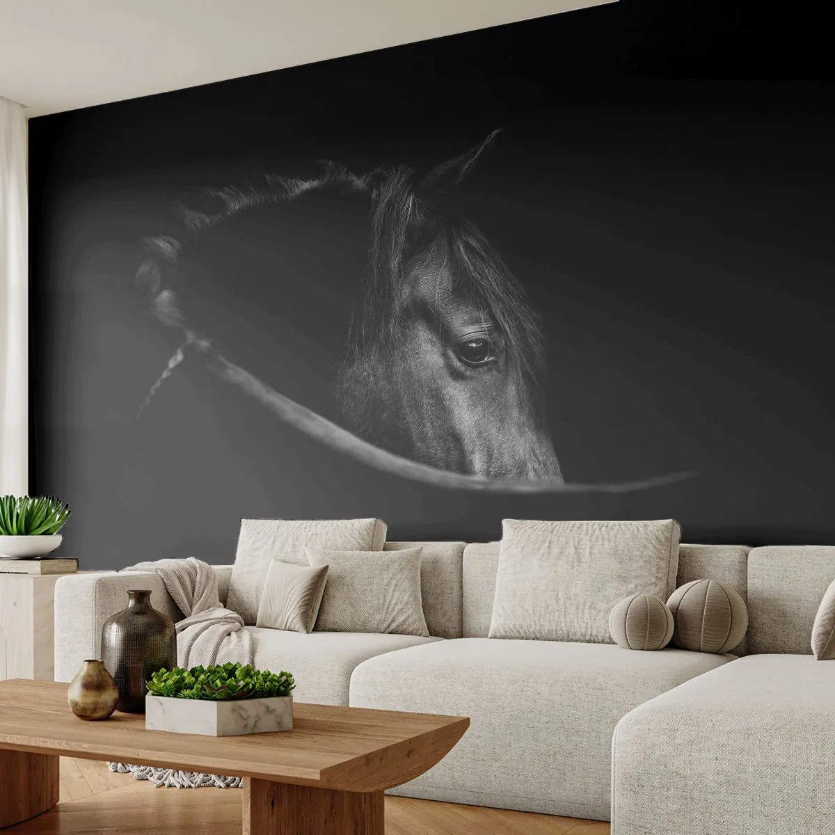 Fototapeta Premium Canvas - Čierny knieža - Kôň, Zviera, Umelecké - 250x175 cm