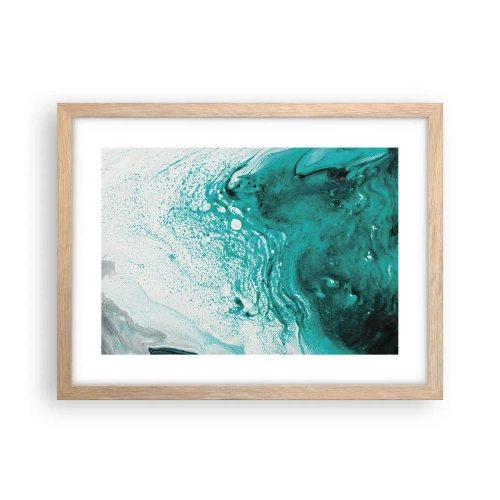 Plagát v ráme zo svetlého duba - Prepadnúť sa v bielej a tyrkysovej - 40x30 cm