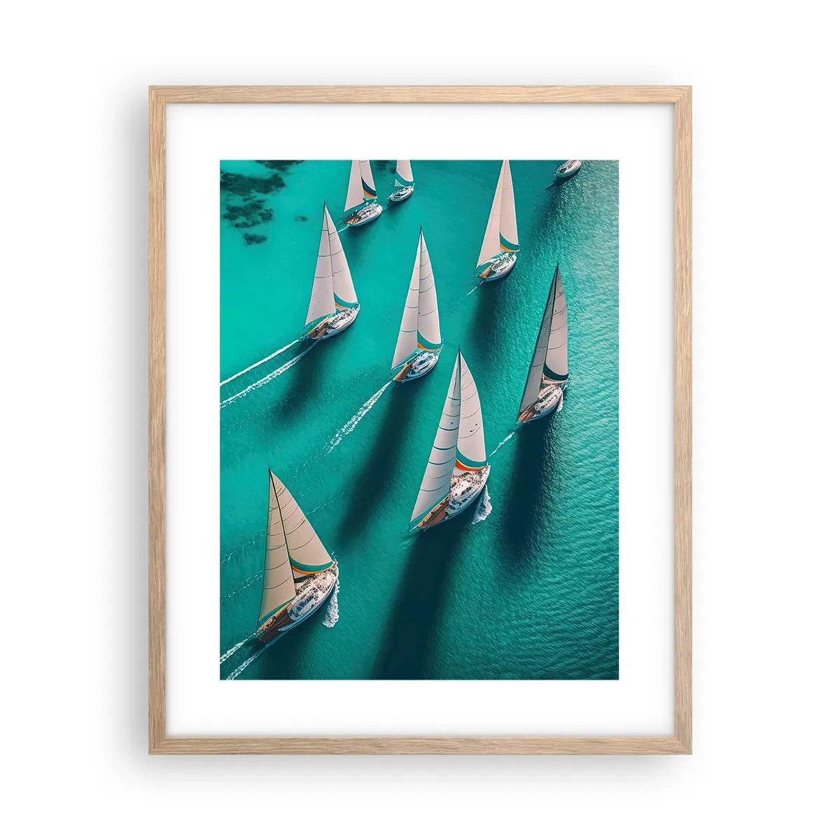 Plagát v ráme zo svetlého duba - Zápasenie s vetrom - 40x50 cm