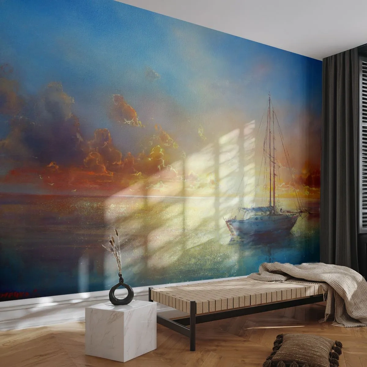 Fototapeta Standard Eco - V zlatom zálive - Plachetnica, Krajina, More - 400x280 cm